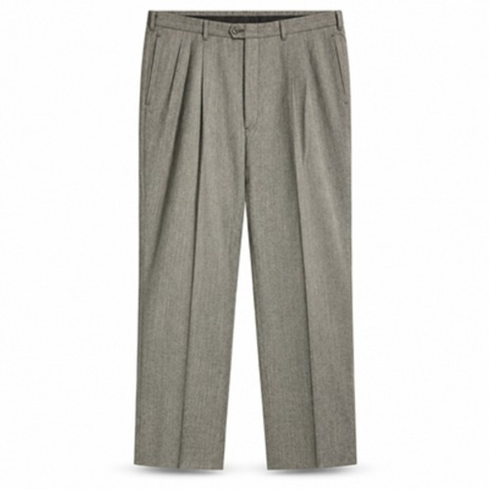 Biella Men's 40x32 Gray Wool Tweed Dress Pants Double Pleated Straight Leg